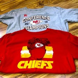 Two YL KC Chiefs shirts